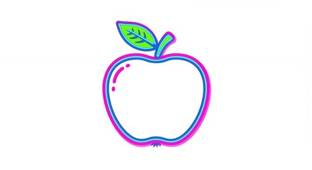 Neon apple illustration on white background for design and advertising purposes