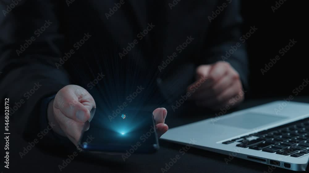 Poster a hands-on approach to technology, this image features a futuristic smartphone displaying dynamic da
