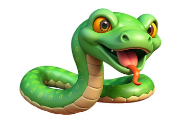 This funny cartoon snake is a cute green reptile character in a vector illustration, making it a fun animal drawing