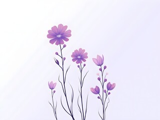 Obraz premium Flat illustration of various purple flowers
