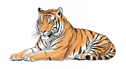 Obraz premium Tiger illustration reclining position