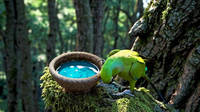 The Loro Parque in Tenerife, Canary Islands, is home to parrots residing in a tropical forest environment