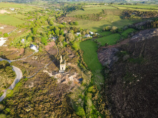 Old engine mine house from the air near porthtowan 