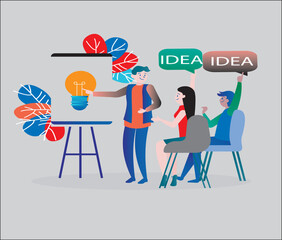 Business Idea Presentation Concept. Vector cartoon illustration 