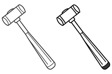 Two line art mallets feature distinct handles and head color on a white backdrop