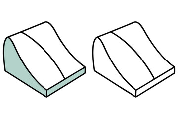 Two pillow ramp forms, one colored mint green, lie on a solid white background