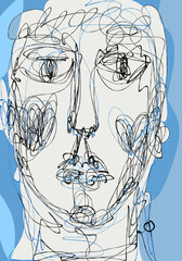 Male doodle portrait drawing 