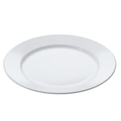 Round white dinner plate with raised rim