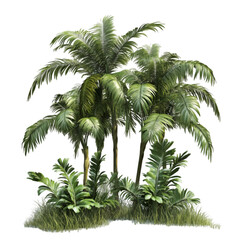 Lush Tropical Palm Trees and Greenery Island Paradise