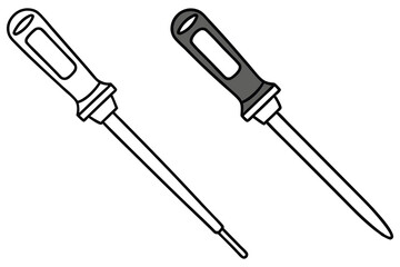 Two honing steel tools with black outline show detail for sharpening kitchen cutlery