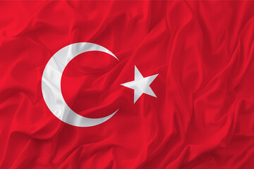 Obraz premium Stylized image of the flag of Turkey with a crumpled paper texture and halftone effect. Concept of statehood