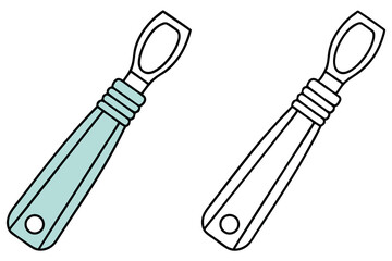 Teal and black cuticle pusher showcases beauty tool with outline on a crisp white backdrop