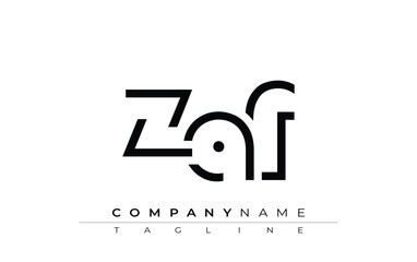 ZAF abstract letter design. Modern Business Logo Design With Abstract Typography and Contemporary Style