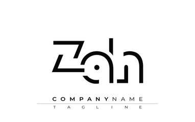 ZAH abstract letter design. Modern Business Logo Design With Abstract Typography and Contemporary Style