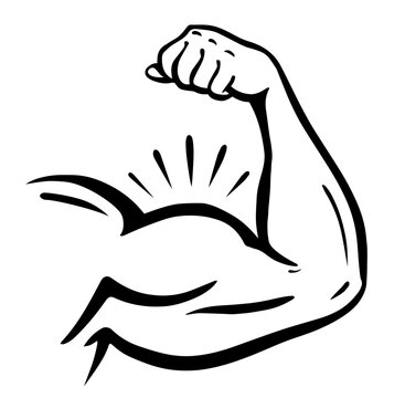 flexed muscular arm with emphasis lines, muscle growth, strength, fitness, bodybuilding, and physical power.