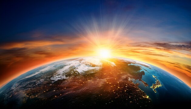 sun rising on earth