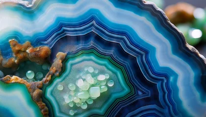 quartz on green blue chalcedony known as blue grape agate specimen from indonesia macro photography detail texture background close up mineral crystal unpolished semi precious gemstone