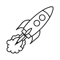 a rocket ship blasting off coloring page vector art silhouette