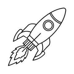a rocket ship blasting off coloring page vector art silhouette