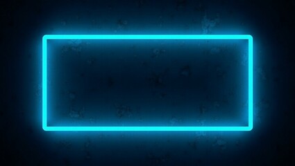 blue neon light on a brick wall at night


