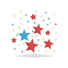 Star Confetti Scattered on Table on Transparent Background