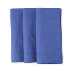 Blue paper handkerchiefs isolated on white, top view