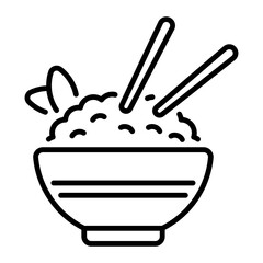 A line style icon of rice bowl 