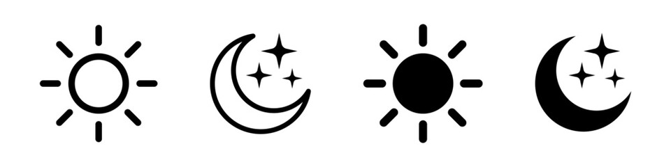 Sun and moon icon illustration isolated sign symbol.