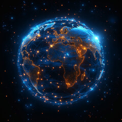 Fototapeta premium A glowing, digital representation of planet earth connected by a vast network.