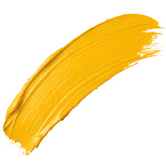 Yellow paint stroke on transparent background