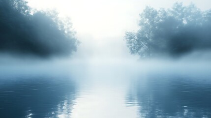 Fototapeta premium Misty river sunrise landscape