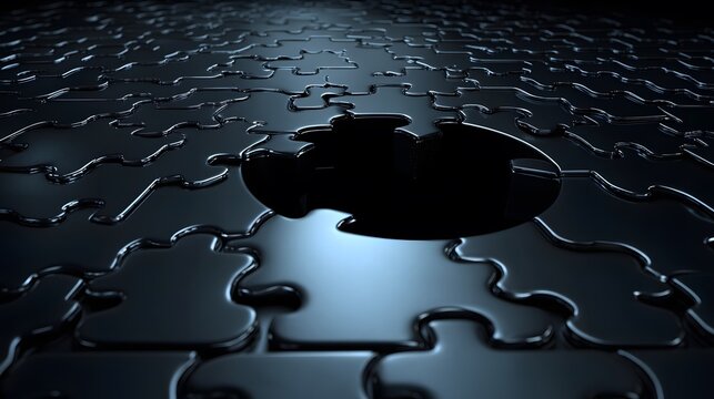 Abstract Dark Metal Puzzle Missing Piece Background