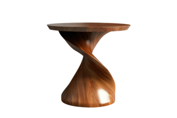 Artistic Accent Table With Polished Wood  isolated on a transparent background