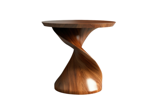 Artistic Accent Table With Polished Wood  isolated on a transparent background