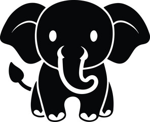 Baby Elephant Cartoon Vector | Cute and Playful Baby Elephant Illustration for Kids' Art, T-Shirts, Logos, and Children's Room Decor