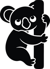 Koala Hugging Tree Vector | Cute Koala Bear Illustration Embracing Eucalyptus Tree, Perfect for Nature Prints, Kids’ Art, and Animal Graphic Designs