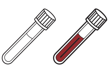 One outlined empty tube sits with a filled tube on a transparent background