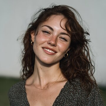 Smiling Woman Portrait: Close-Up, Cinematic, 