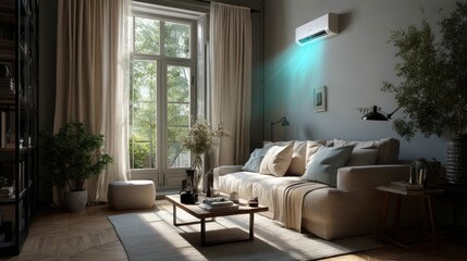 Fototapeta premium Air conditioner cooling modern living room apartment