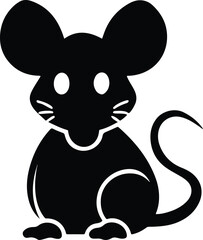 Mouse Silhouette with Large Ears | Cute and Minimalist Mouse Vector Illustration Perfect for Kids’ Art, T-Shirts, and Whimsical Designs