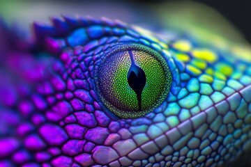 Vibrant reptilian gaze reveals nature's kaleidoscope of colors in detail