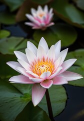 Water Lily Bloom Close-up Pink and White Petals