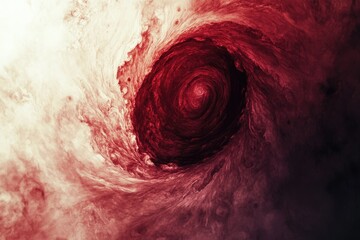 Fototapeta premium Abstract swirling vortex of red and white, resembling a cosmic nebula or blood-filled tunnel.