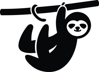 Sloth Hanging in Abstract Branch | Modern and Minimalist Sloth Vector Illustration with Artistic Branch Elements for Prints, T-Shirts, and Nature-Inspired Graphics