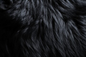 Luxurious black fur texture captures the elegance of nature’s artistry in a serene close-up moment
