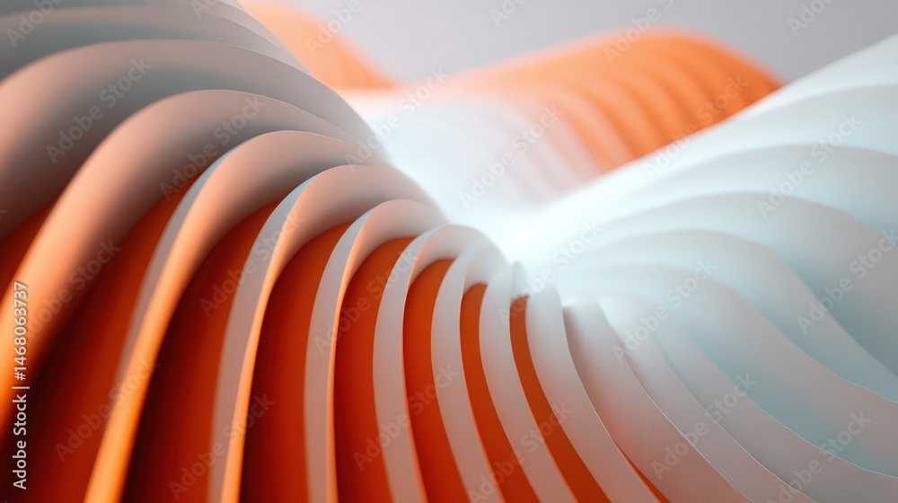 Poster abstract organic shape made of paper curves creating a dynamic pattern. fluid wave motion concept ba
