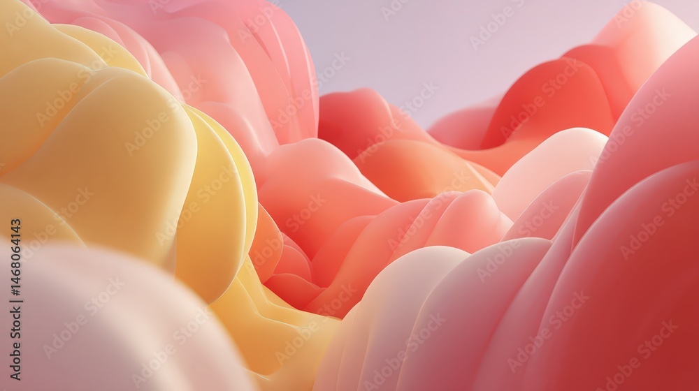 Poster abstract digital wave pattern in peach and orange gradient colors flowing across the screen. dynamic
