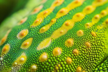 Vibrant patterns on vivid green surface reveal the beauty of nature's textures under soft sunlight