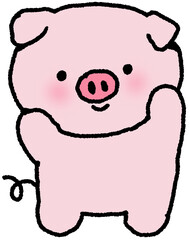 핑크색 돼지 캐릭터 스티커