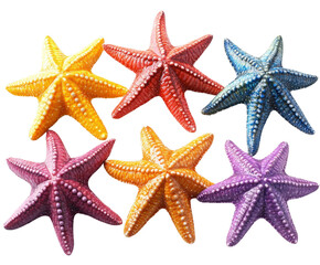 Colorful starfish display marine environment nature underwater view isolated on transparent background